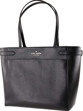 Kate Spade Black Leather Staci Tote Bag